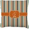 Orange & Blue Stripes Burlap Pillow 22"