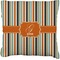 Orange & Blue Stripes Faux-Linen Throw Pillow 20" (Personalized)