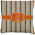 Orange & Blue Stripes Faux-Linen Throw Pillow 26" (Personalized)