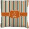 Orange & Blue Stripes Burlap Pillow 24"