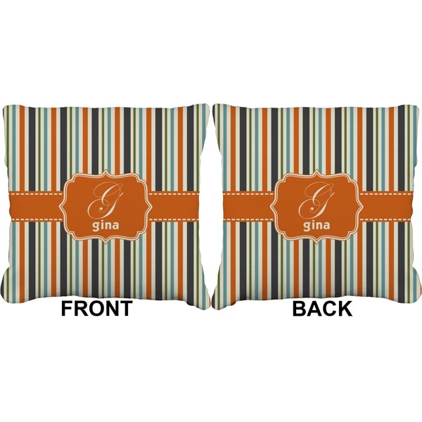 Orange & Blue Stripes Burlap Pillow Approval