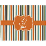 Orange & Blue Stripes Woven Fabric Placemat - Twill w/ Name and Initial