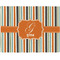 Orange & Blue Stripes Woven Fabric Placemat - Twill w/ Name and Initial