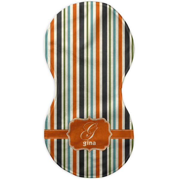 Orange & Blue Stripes Burp Peanut Shaped Flat