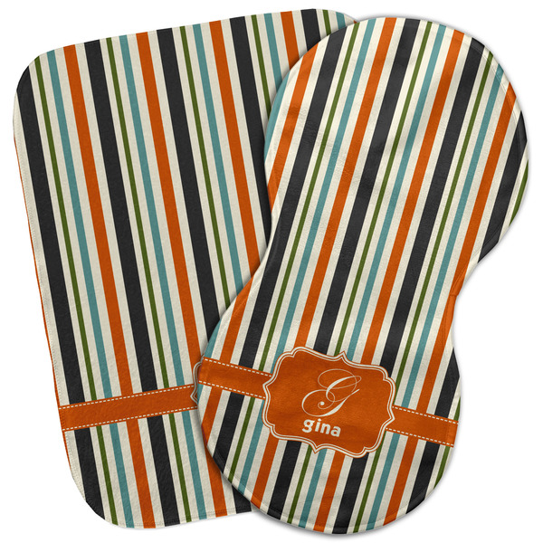 Custom Orange & Blue Stripes Burp Cloth (Personalized)