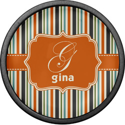 Orange & Blue Stripes Cabinet Knob (Black) (Personalized)