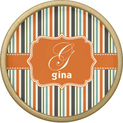 Orange & Blue Stripes Cabinet Knob - Gold (Personalized)