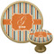 Orange & Blue Stripes Cabinet Knob - Gold (Personalized)