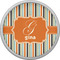 Orange & Blue Stripes Cabinet Knob - Nickel - Front