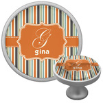 Orange & Blue Stripes Cabinet Knob (Silver) (Personalized)
