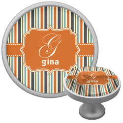 Orange & Blue Stripes Cabinet Knob (Personalized)