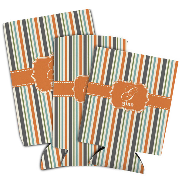 Orange & Blue Stripes Can Coolers - PARENT/MAIN