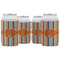 Orange & Blue Stripes Can Cooler (12 oz) - Set of 4 w/ Name and Initial
