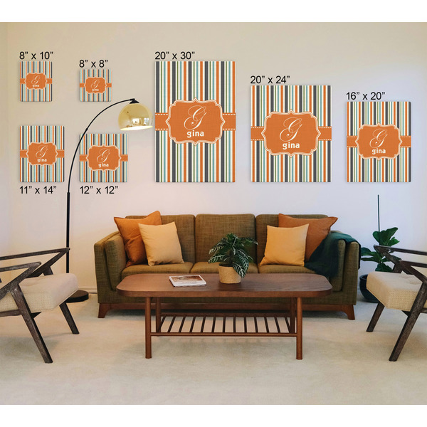 Orange & Blue Stripes Canvas Prints - Multiple Sizes