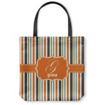 Orange & Blue Stripes Canvas Tote Bag - Large - 18"x18" (Personalized)