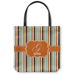 Orange & Blue Stripes Canvas Tote Bag - Small - 13"x13" (Personalized)
