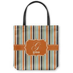 Orange & Blue Stripes Canvas Tote Bag (Personalized)