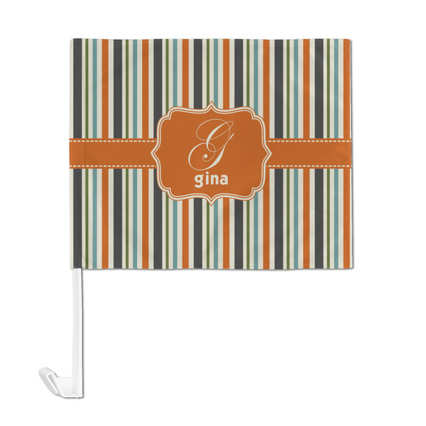 Orange & Blue Stripes Car Flag - Large - FRONT