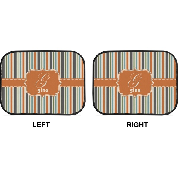 Orange & Blue Stripes Car Floor Mats (Back Seat) (Approval)