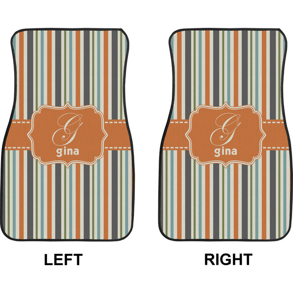 Orange & Blue Stripes Car Mat Front - Approval