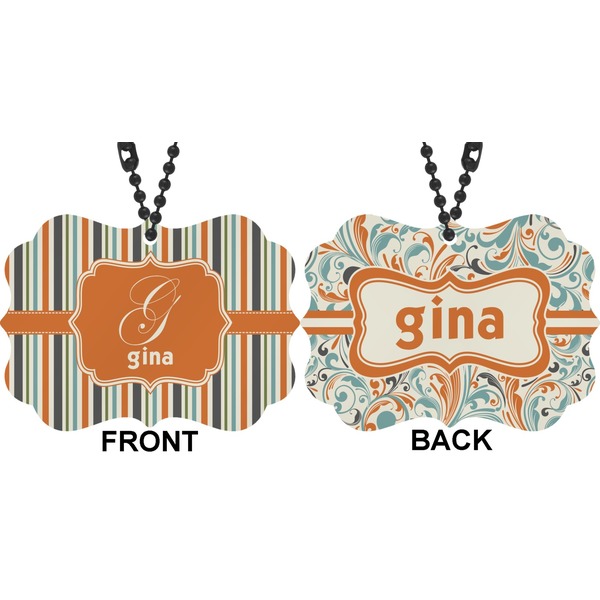 Orange & Blue Stripes Car Ornament (Approval)