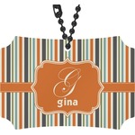 Orange & Blue Stripes Rear View Mirror Ornament (Personalized)