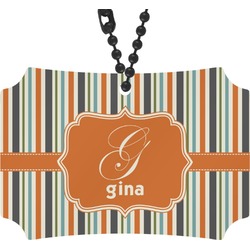 Orange & Blue Stripes Rear View Mirror Ornament (Personalized)