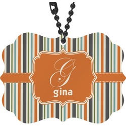 Orange & Blue Stripes Rear View Mirror Decor (Personalized)