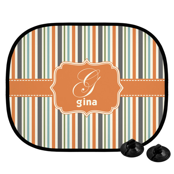 Custom Orange & Blue Stripes Car Side Window Sun Shade (Personalized)