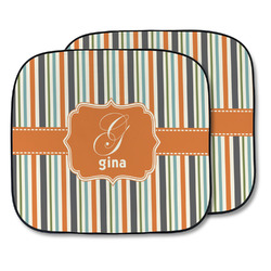 Orange & Blue Stripes Car Sun Shade - Two Piece (Personalized)