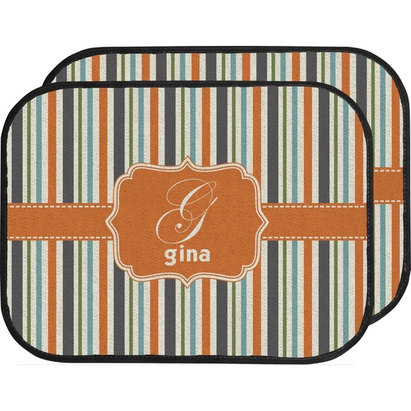 Orange & Blue Stripes Custom Car Floor Mats (Back Seat)