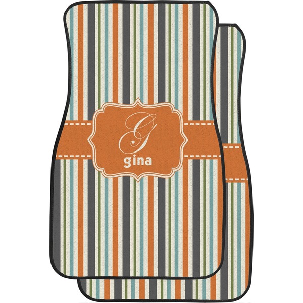 Orange & Blue Stripes Custom Car Floor Mats (Front Seat)