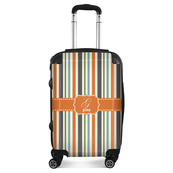 Custom Orange & Blue Stripes Suitcase (Personalized)