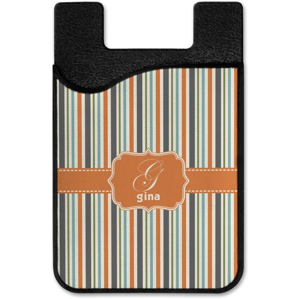 Orange & Blue Stripes Cell Phone Credit Card Holder