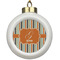 Orange & Blue Stripes Ceramic Ball Ornament (Personalized)