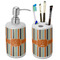 Orange & Blue Stripes Ceramic Bathroom Accessories Set (Personalized)