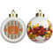 Orange & Blue Stripes Ceramic Christmas Ornament - Poinsettias (APPROVAL)