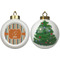 Orange & Blue Stripes Ceramic Christmas Ornament - X-Mas Tree (APPROVAL)