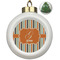 Orange & Blue Stripes Ceramic Ball Ornament - Christmas Tree (Personalized)