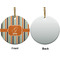 Orange & Blue Stripes Ceramic Flat Ornament - Circle Front & Back (APPROVAL)