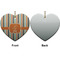 Orange & Blue Stripes Ceramic Flat Ornament - Heart Front & Back (APPROVAL)