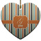 Orange & Blue Stripes Ceramic Flat Ornament - Heart (Front)