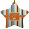 Orange & Blue Stripes Ceramic Flat Ornament - Star (Front)