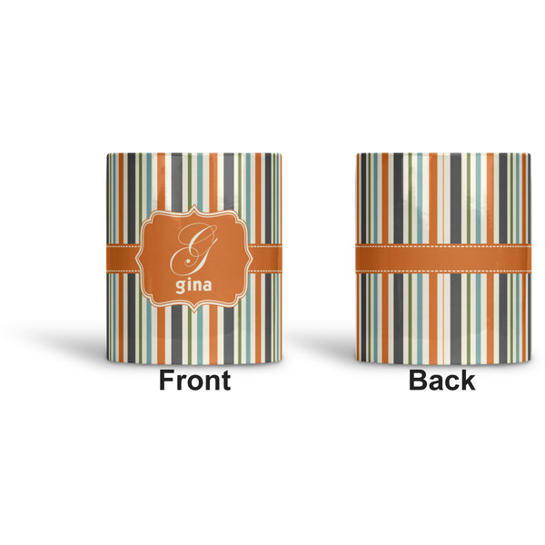 Orange & Blue Stripes Ceramic Pen Holder - Apvl