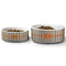 Orange & Blue Stripes Ceramic Dog Bowls - Size Comparison