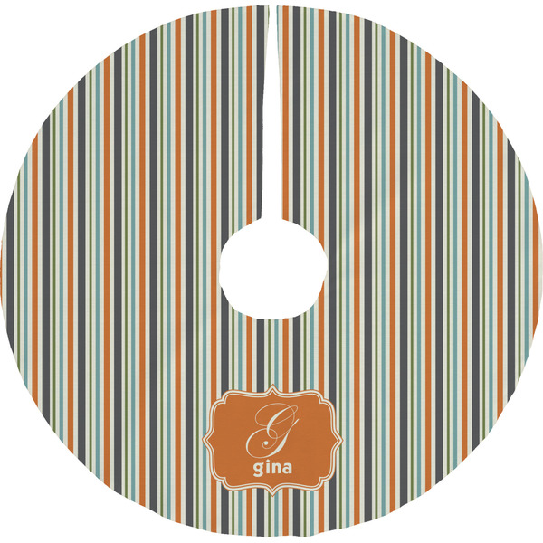 Custom Orange & Blue Stripes Tree Skirt (Personalized)
