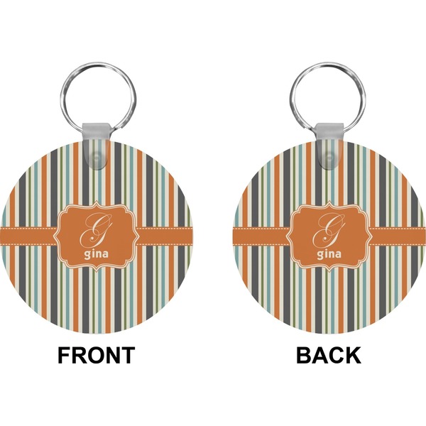 Orange & Blue Stripes Circle Keychain (Front + Back)