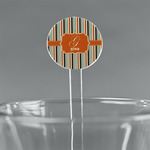 Orange & Blue Stripes 5.5" Round Plastic Stir Sticks - Clear (Personalized)