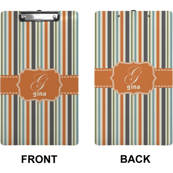 Orange & Blue Stripes Clipboard (Legal) (Front + Back)