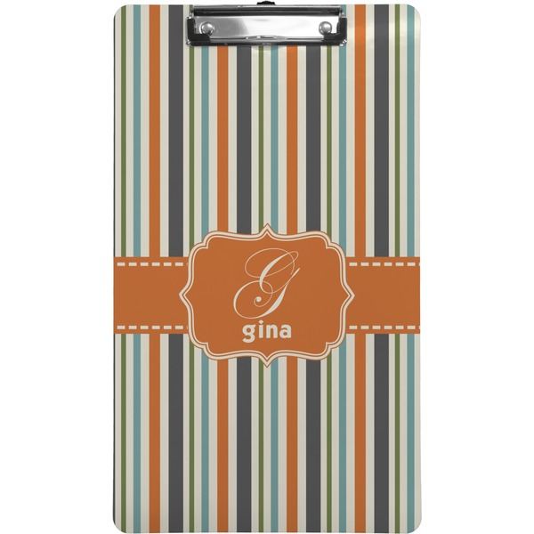 Custom Orange & Blue Stripes Clipboard (Legal Size) (Personalized)